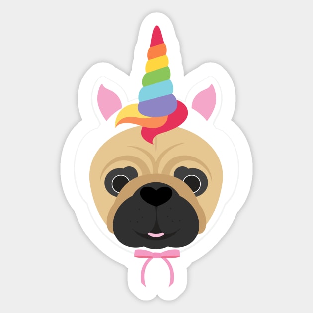 unicorn pug dog Sticker by creativemonsoon